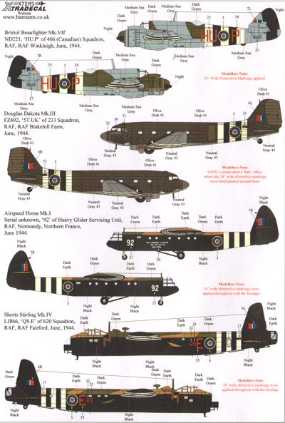 Xtradecal 72195 1:72 D-Day 70th Anniversary June 1944-2014 RAF Multi Engine Aircraft & Glider Part 2