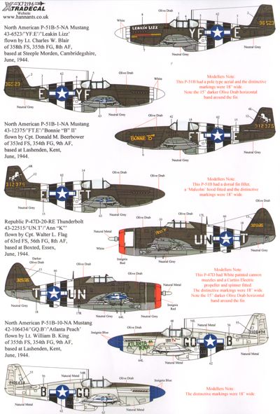 Xtradecal 72196 1:72 D-Day 70th Anniversary June 1944 US Army 8th & 9th Air Forces Part 3