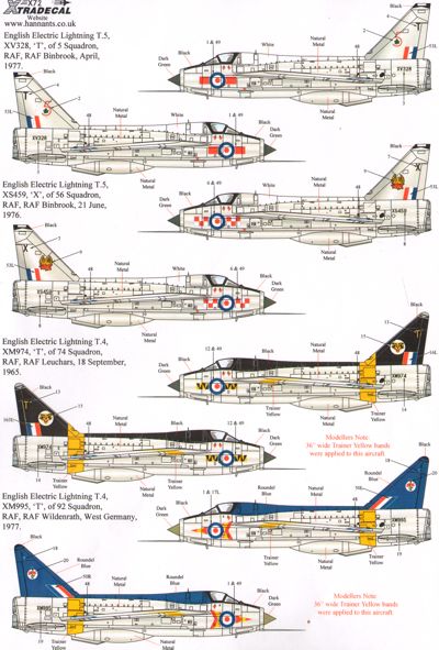 Xtradecal 72200 1:72 BAC/EE Lightning T.4/T.5 Part 1