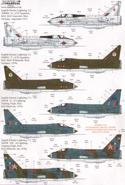 Xtradecal 72201 1:72 BAC/EE Lightning T.4/T.5 Part 2