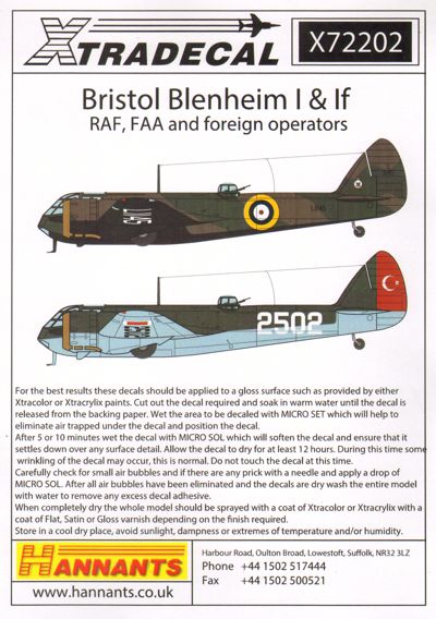 Xtradecal 72202 1:72 Bristol Blenheim Mk.I & Mk.If Part 1