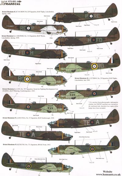 Xtradecal 72203 1:72 Bristol Blenheim Mk.I/Mk.IF/Mk.IV Part 2