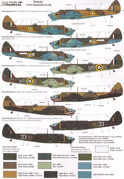 Xtradecal 72203 1:72 Bristol Blenheim Mk.I/Mk.IF/Mk.IV Part 2