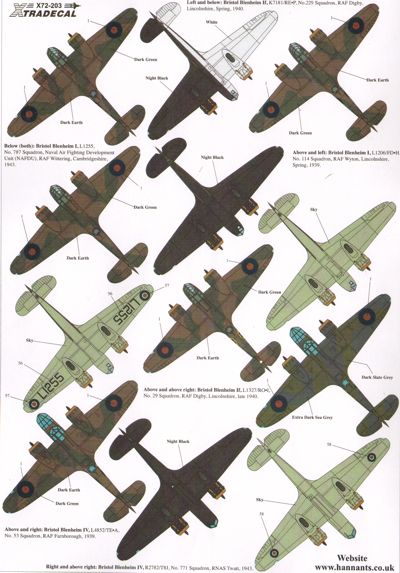 Xtradecal 72203 1:72 Bristol Blenheim Mk.I/Mk.IF/Mk.IV Part 2