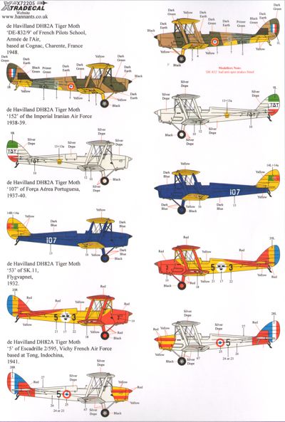 Xtradecal 72205 1:72 de Havilland DH.82A Tiger Moth Overseas Military Operators Part 3