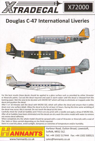 Xtradecal 72207 1:72 Douglas C-47 International Liveries