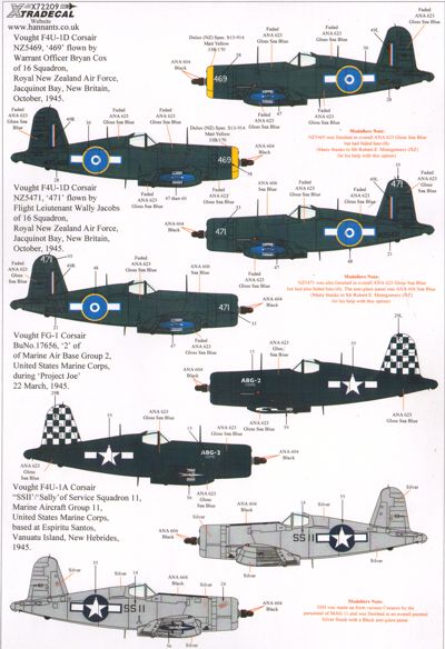 Xtradecal 72209 1:72 Vought F4U-1 Corsairs