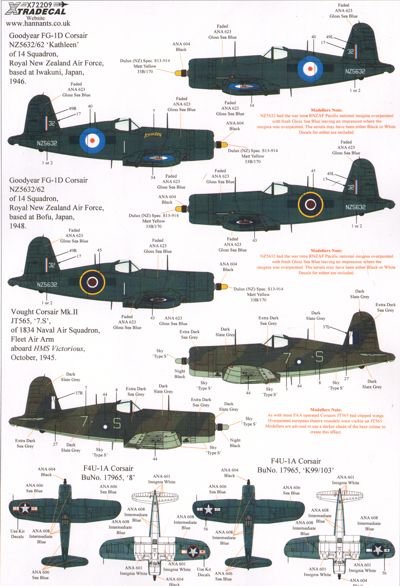 Xtradecal 72209 1:72 Vought F4U-1 Corsairs