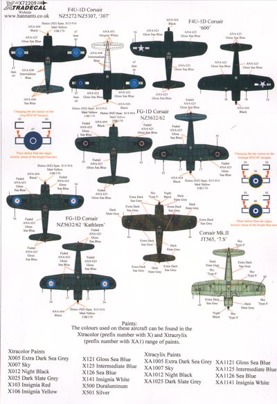 Xtradecal 72209 1:72 Vought F4U-1 Corsairs