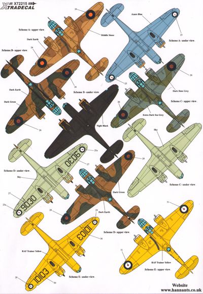 Xtradecal 72215 1:72 Bristol Blenheim & Bolingbroke Mk.IV/IVF RAF and Overseas Operators Part 3