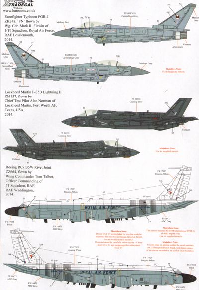 Xtradecal 72216 1:72 RAF 2014 Update Display Eurofighter EF-2000A Typhoon