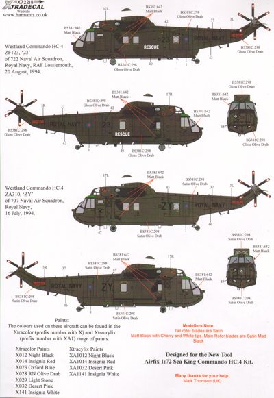 Xtradecal 72218 1:72 Westland Commando (Sea King) HC.4