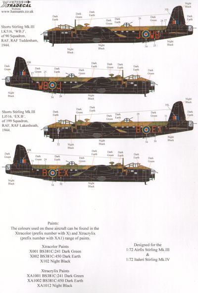 Xtradecal 72219 1:72 Short Stirling Mk.III and Mk.IV