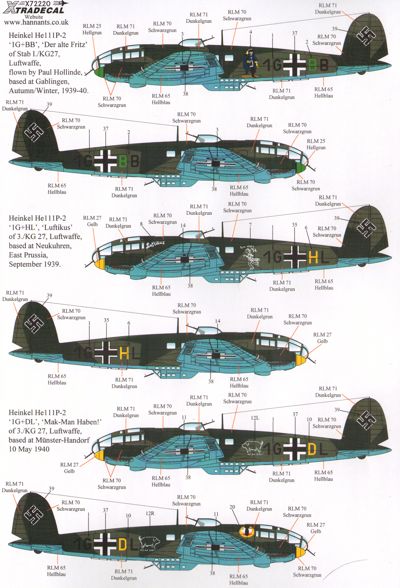 Xtradecal 72220 1:72 Heinkel He-111P-2