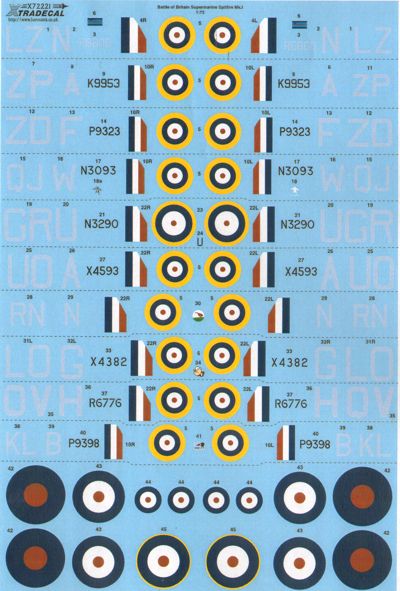 Xtradecal 72221 1:72 Supermarine Spitfires Battle of Britain 75th Anniversary Part 1