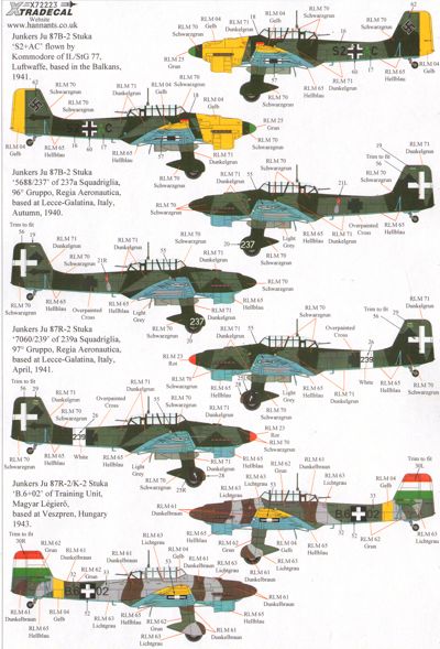 Xtradecal 72223 1:72 Junkers Ju-87B-1 'Stuka' /K/R