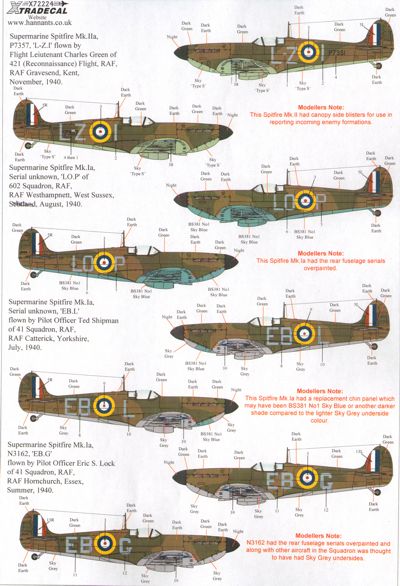 Xtradecal 72224 1:72 Supermarine Spitfires Battle of Britain 75th Anniversary Part 2