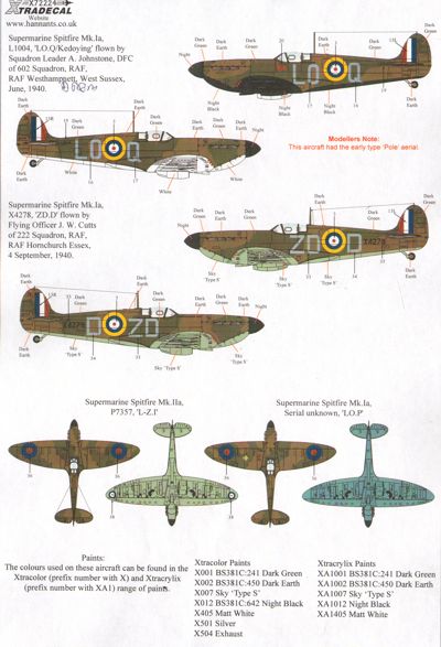 Xtradecal 72224 1:72 Supermarine Spitfires Battle of Britain 75th Anniversary Part 2