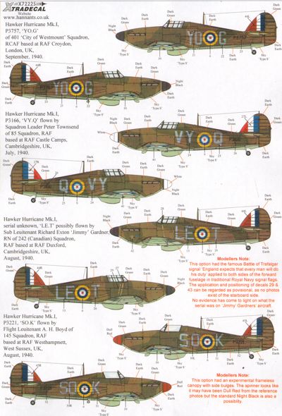 Xtradecal 72225 1:72 Hawker Hurricanes Battle of Britain 75th Anniversary Part 2