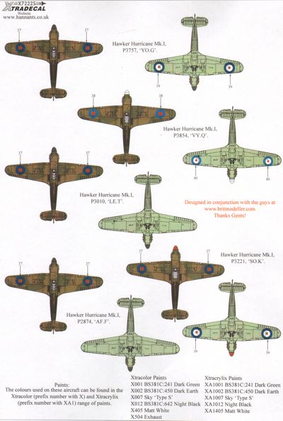 Xtradecal 72225 1:72 Hawker Hurricanes Battle of Britain 75th Anniversary Part 2