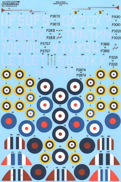 Xtradecal 72225 1:72 Hawker Hurricanes Battle of Britain 75th Anniversary Part 2