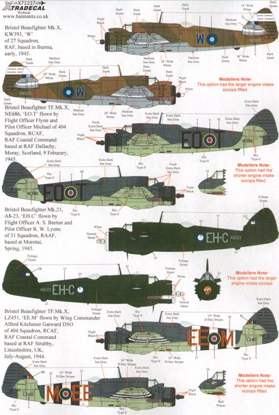 Xtradecal 72227 1:72 Bristol Beaufighter Mk.X/TF Mk.X/Mk.21/TT Mk.21