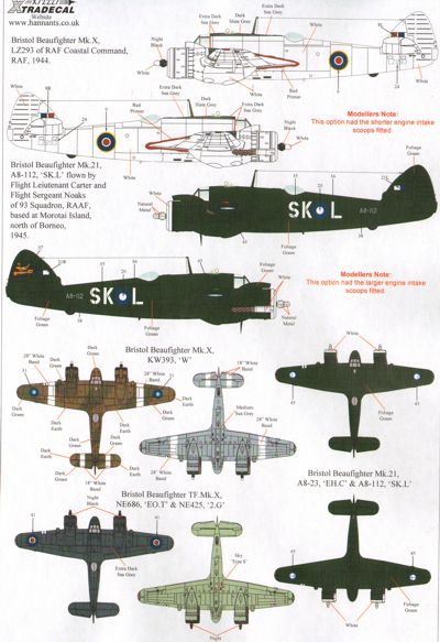 Xtradecal 72227 1:72 Bristol Beaufighter Mk.X/TF Mk.X/Mk.21/TT Mk.21