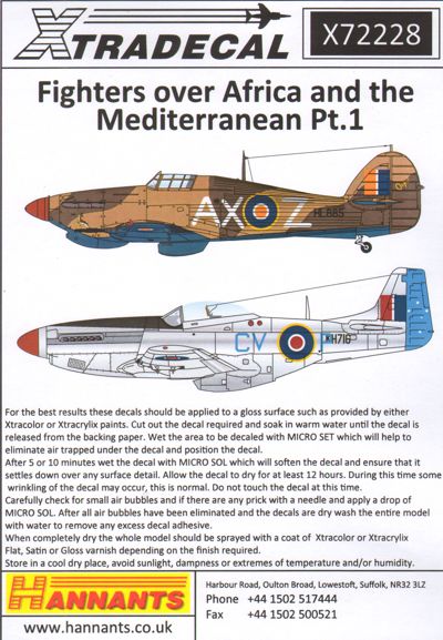 Xtradecal 72228 1:72 Fighters over Africa and the Mediterranean Part 1