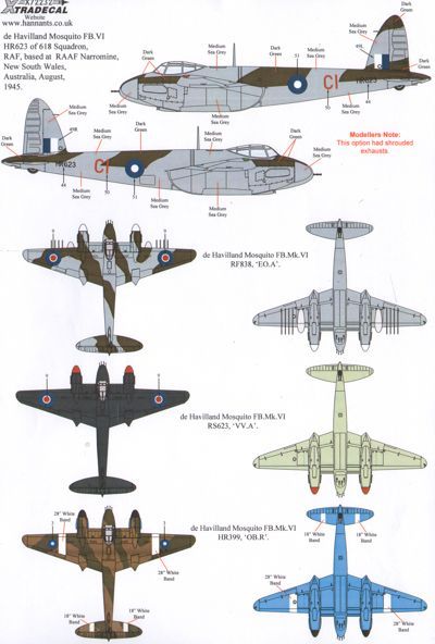 Xtradecal 72232 1:72 de Havilland Mosquito T Mk.III/B Mk.IV/FB Mk.VI/B Mk.XX