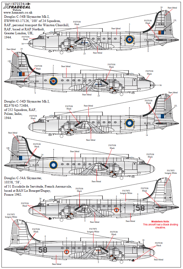 Xtradecal 72234 1:72 Douglas C-54 Skymaster Collection