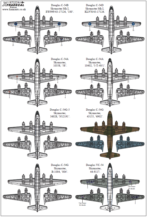 Xtradecal 72234 1:72 Douglas C-54 Skymaster Collection