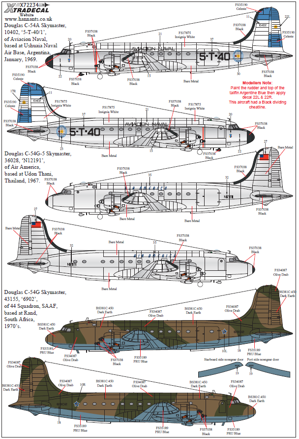 Xtradecal 72234 1:72 Douglas C-54 Skymaster Collection