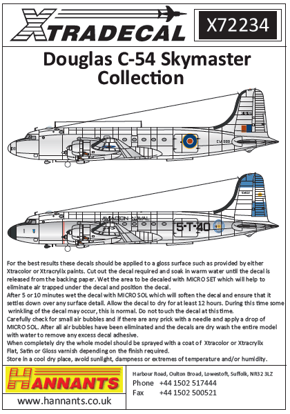 Xtradecal 72234 1:72 Douglas C-54 Skymaster Collection