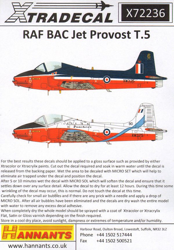 Xtradecal 72236 1:72 BAC Jet Provost T.Mk.5 RAF