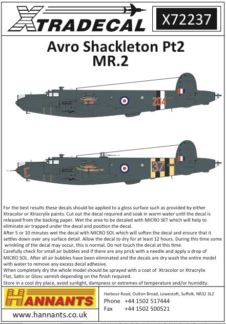 Xtradecal 72237 1:72 Avro Shackleton MR.2 Part 2