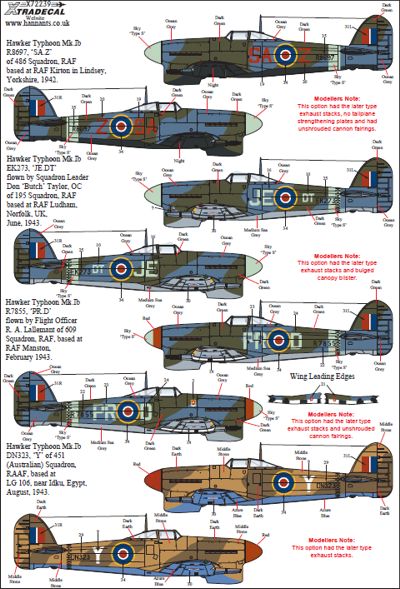 Xtradecal 72239 1:72 Hawker Typhoon Mk.Ib Car Door