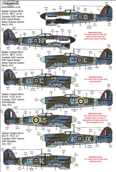 Xtradecal 72239 1:72 Hawker Typhoon Mk.Ib Car Door