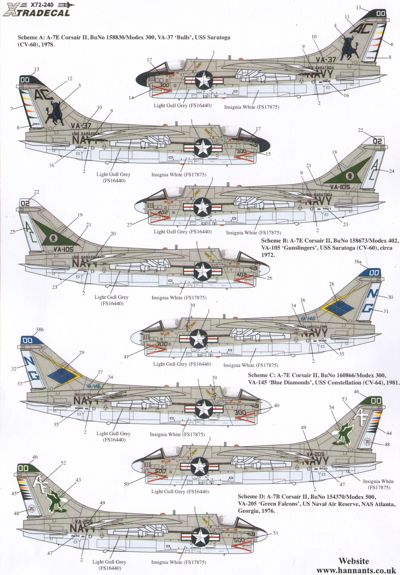 Xtradecal 72240 1:72 Colourful USN Vought A-7B/E Corsair II Part 1