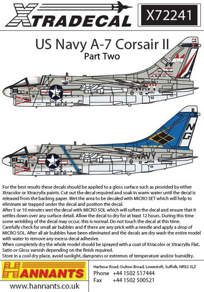 Xtradecal 72241 1:72 Colourful USN Vought A-7B/E Corsair II Part 2