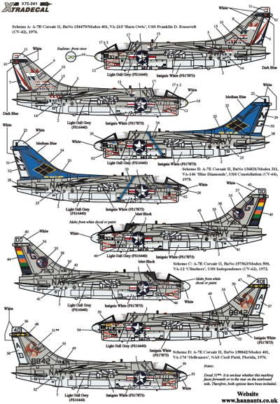 Xtradecal 72241 1:72 Colourful USN Vought A-7B/E Corsair II Part 2