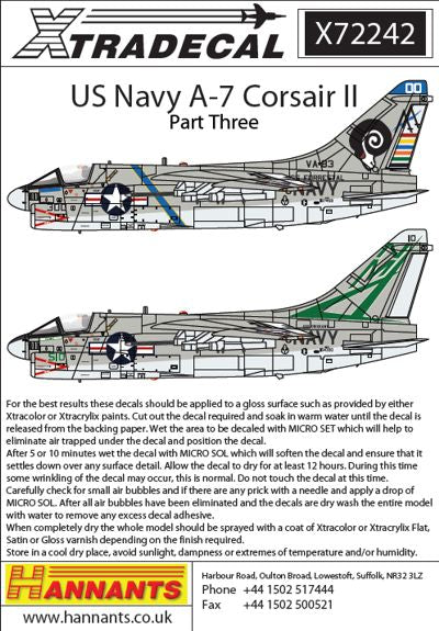 Xtradecal 72242 1:72 Colourful USN Vought A-7B/E Corsair Part 3