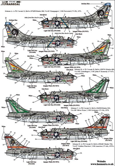 Xtradecal 72242 1:72 Colourful USN Vought A-7B/E Corsair Part 3