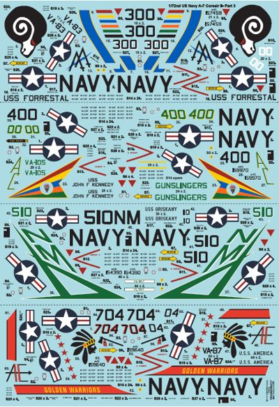 Xtradecal 72242 1:72 Colourful USN Vought A-7B/E Corsair Part 3