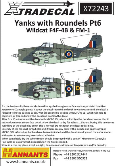 Xtradecal 72243 1:72 Yanks with Roundels Wildcat F4F-4B & FM-1 Part 6