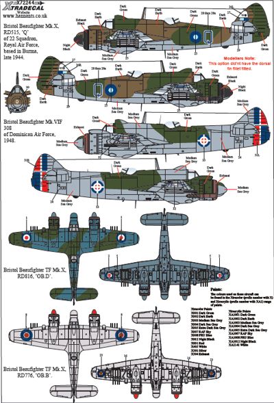 Xtradecal 72244 1:72 Bristol Beaufighter Mk.VI/TF.Mk.X Thimble Nose