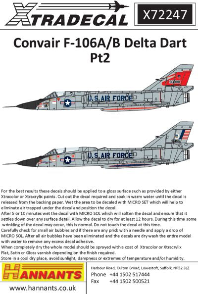 Xtradecal 72247 1:72 Convair F-106A/B Delta Dart Part 2