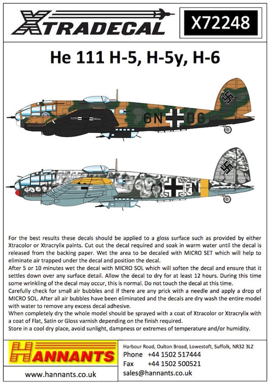 Xtradecal 72248 1:72 Heinkel He-111H-5/He-111y/He-111H-6