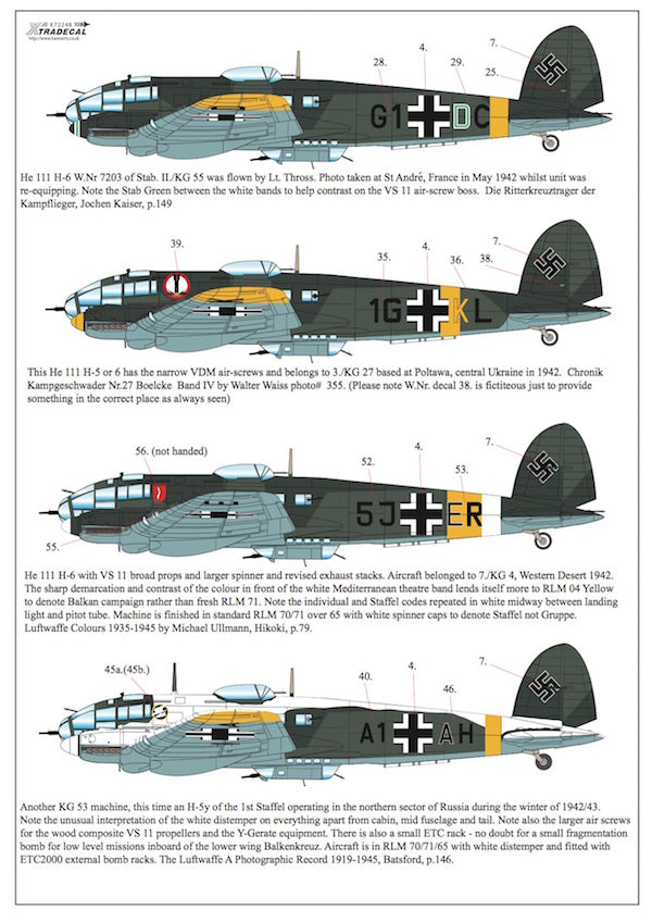 Xtradecal 72248 1:72 Heinkel He-111H-5/He-111y/He-111H-6