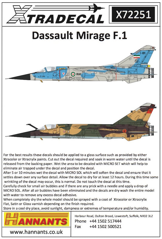 Xtradecal 72251 1:72 Dassault Mirage F.1CR