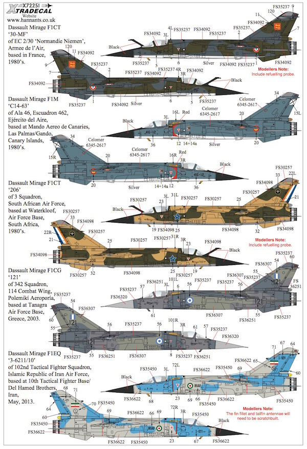 Xtradecal 72251 1:72 Dassault Mirage F.1CR